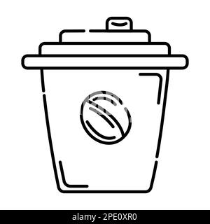 Cup of coffee black and white vector line illustration Stock Vector