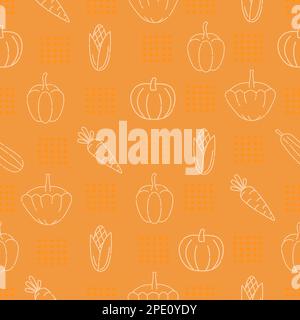 Yellow and orange vegetables, bright vector seamless pattern Stock Vector