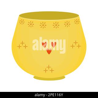 Empty yellow vase & pot with red decorative elements Stock Vector