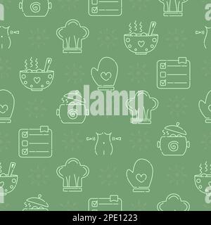Diet items, green vector seamless pattern Stock Vector