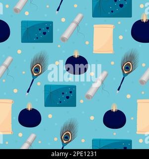 Back to school, seamless pattern on turquoise background Stock Vector