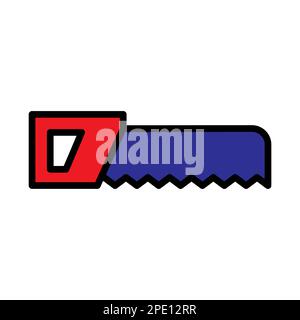 Building saw line icon isolated on white background. Black flat thin icon on modern outline style. Linear symbol and editable stroke. Simple and pixel Stock Vector