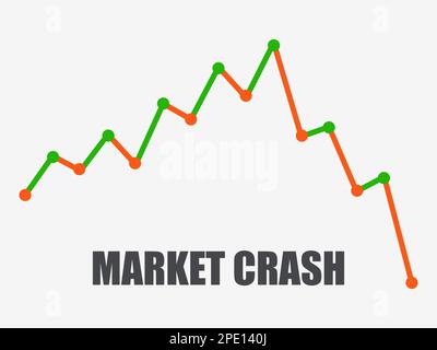 Graph of the fall of the financial market. The collapse of stocks, cryptocurrencies. Bear market indicator chart. Design for banner, poster and promot Stock Vector