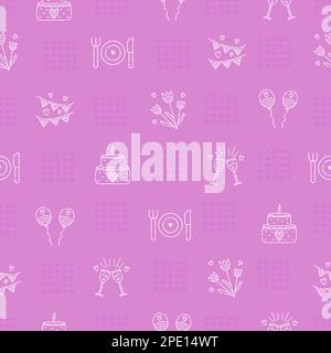 Happy birthday seamless pattern, vector pink background Stock Vector
