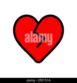 Broken heart line icon isolated on white background. Black flat thin icon on modern outline style. Linear symbol and editable stroke. Simple and pixel Stock Vector