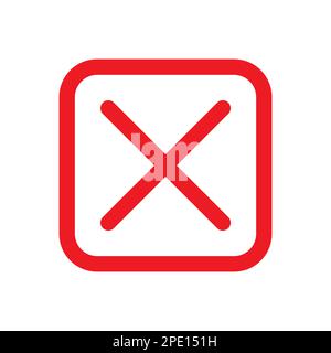 Cancel box line icon isolated on white background. Black flat thin icon on modern outline style. Linear symbol and editable stroke. Simple and pixel p Stock Vector