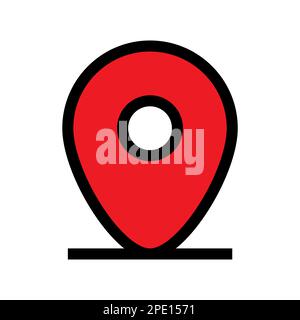 Location map line icon isolated on white background. Black flat thin icon on modern outline style. Linear symbol and editable stroke. Simple and pixel Stock Vector