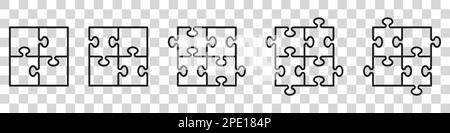 Puzzles grid - blank template.Game with details. Vector illustration. Stock Vector
