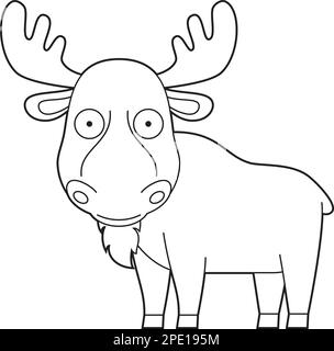 Easy coloring cartoon vector illustration of a moose Stock Vector