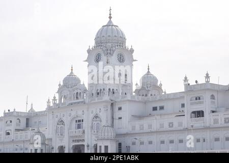 View of details of architecture inside Golden Temple (Harmandir Sahib) in Amritsar, Punjab, India, Famous indian sikh landmark, Golden Temple, the mai Stock Photo