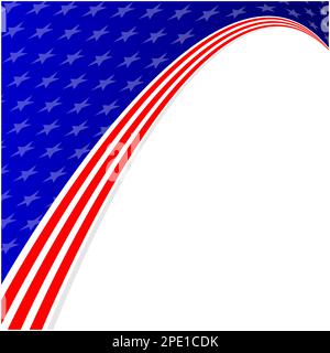 American flag symbols frame border wave pattern with stars and empty space for your text. Stock Vector