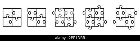 Puzzles grid - blank template.Game with details. Vector illustration. Stock Vector