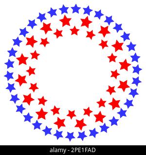 Round frame or logo sign with American flag symbols with an empty space for text. Stock Vector