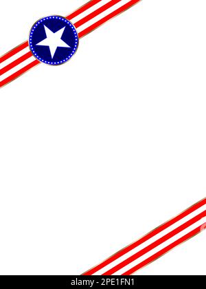 Abstract American flag symbols corner frame border with an empty space for text. Stock Vector