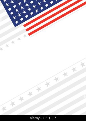 Abstract American flag symbols corner frame border with copy space for text. Stock Vector