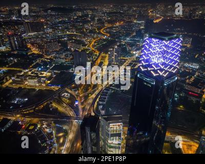 Bukit Bintang, Kuala Lumpur, Malaysia - Nov 29 2022: TRX 106 tower provide breathtaking views of the city at night Stock Photo