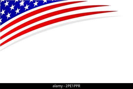 American abstract flag wave corner banner border with an empty space for text. Stock Vector