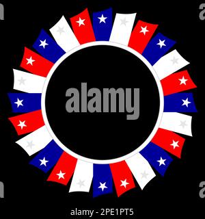 Round frame or logo sign with American flag symbols with an empty space for text. Stock Vector