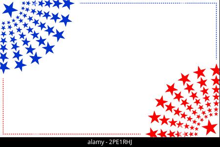 Decorative holiday red blue banner border with American flag symbols stars and empty space design template. Stock Vector