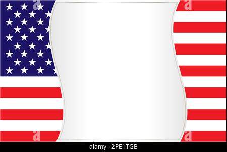American flag symbols wave pattern frame border with an empty space for your text. Stock Vector