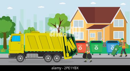 Service trash collector man cartoon recycle symbol Stock Vector Image ...