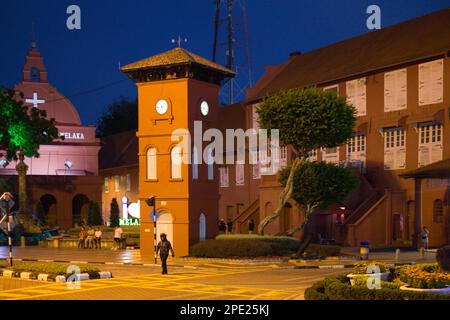 Malaysia, Melaka, Malacca, Dutch Square, Clock Tower, Stadthuys, Stock Photo