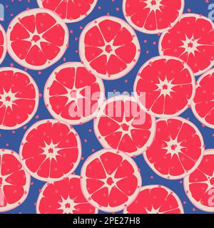 Repeating elements of tangerine, grapefruit or orange in a cut. Vector seamless pattern. Flat trendy design. Stock Vector