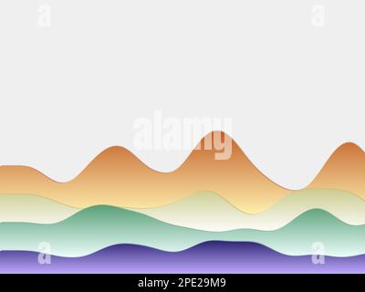 Abstract mountains background. Curved layers in spectral colors. Papercut style hills. Superb vector illustration. Stock Vector