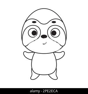 Coloring page cute little sloth. Coloring book for kids. Educational activity for preschool years kids and toddlers with cute animal. Vector stock ill Stock Vector