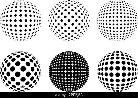Pattern Ball 3d Set of Decorative Dotted spheres isolated. 3D style Abstract balls with ...