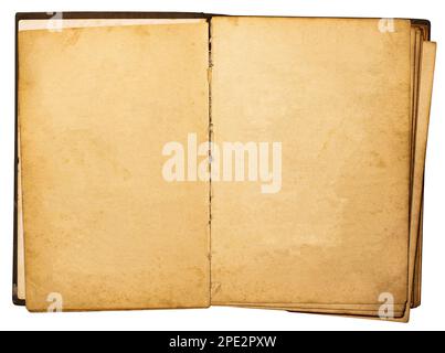 Open vintage book isolated on white background Stock Photo