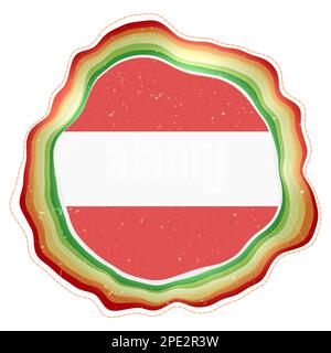 Austria flag in frame. Badge of the country. Layered circular sign around Austria flag. Charming vector illustration. Stock Vector