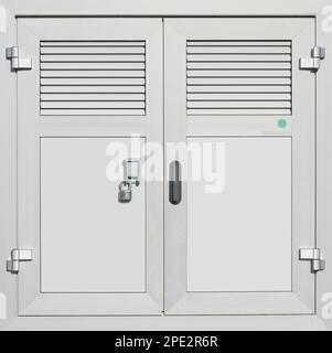 Distribution board with safety metal door, detail Stock Photo