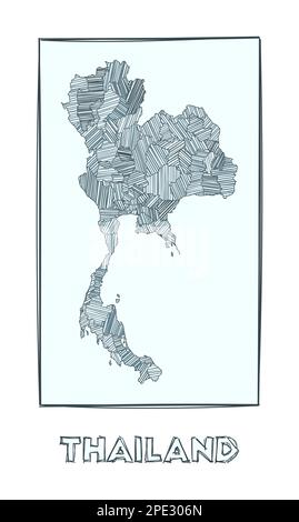 Thailand map hand drawn sketch - Sketch Map Of Thailand Grayscale Hand Drawn Map Of The Country Filled Regions With Hachure Stripes Vector Illustration 2pe306n 