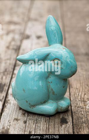 Easter rabbit decoration on wooden background Stock Photo