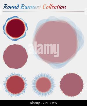 Set of abstract geometric red circular shapes. Symmetric center shapes ...