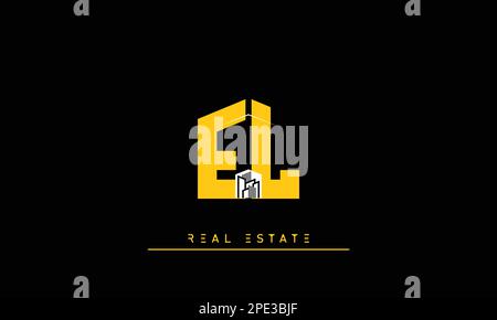 Real Estate letters Initials Monogram logo EL , LE Stock Vector