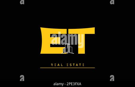 Real Estate letters Initials Monogram logo ET , TE Stock Vector