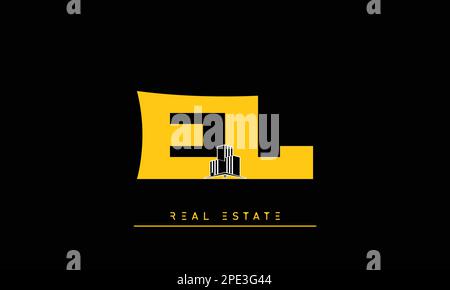 Real Estate letters Initials Monogram logo EL , LE Stock Vector