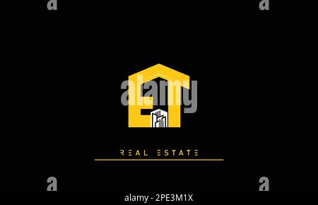 Real Estate letters Initials Monogram logo ET , TE Stock Vector