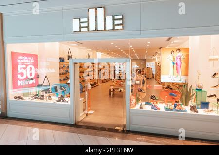 16 September 2022, Antalya, Turkiye: Famous chain fashion shop Elle entrance with display Stock Photo