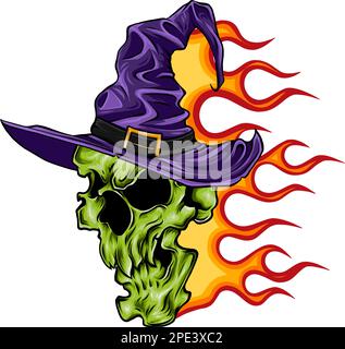 Skull. Wizard's skull with flames vector illustration Stock Vector