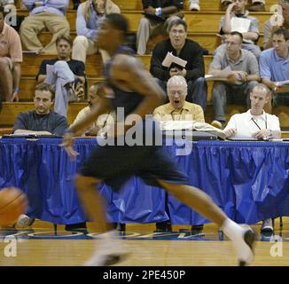 NBA coaches and scouts watch draft candidates scrimmage during the