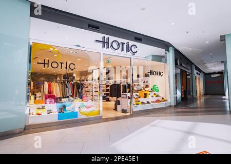 16 September 2022, Antalya, Turkiye: Famous chain fashion shop Hotic entrance with display Stock Photo