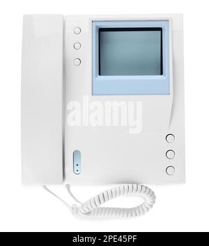 Intercom base station with handset isolated on white Stock Photo