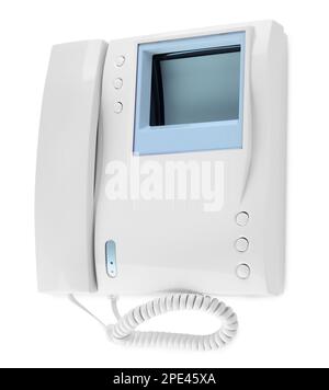 Intercom base station with handset isolated on white Stock Photo