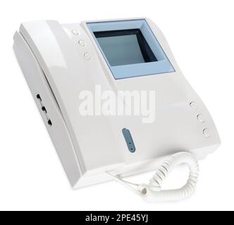 Intercom base station with handset isolated on white Stock Photo