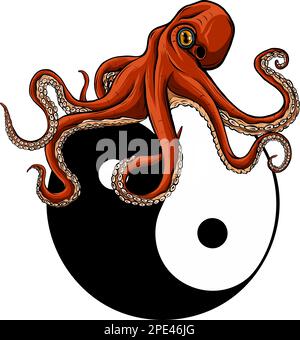 Cartoon young octopus. Vector illustration in cartoon style Stock Vector