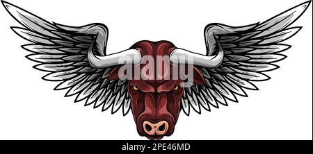 creative cow wing logo vector illustration, Winged cow ancient emblems elements Stock Vector