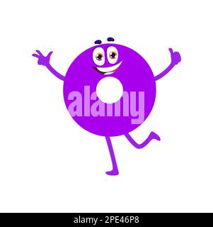 Ring math shape character, round circle with hole in center geometric figure personage. Isolated vector education creature for kids school mathematics Stock Vector